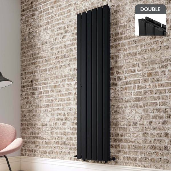 Double vertical flat panel radiator - Black