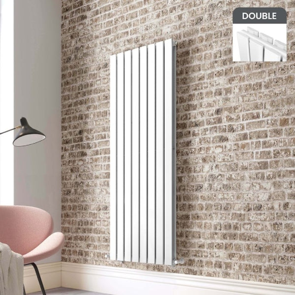 Double Vertical Flat Panel Radiator - White