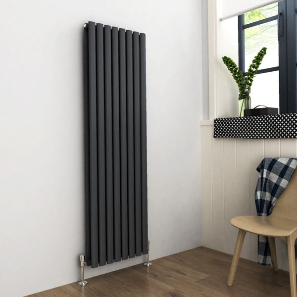 Double vertical oval panel radiator - Anthracite