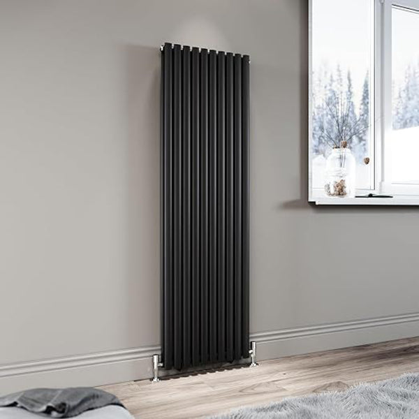 Double vertical oval panel radiator - Black