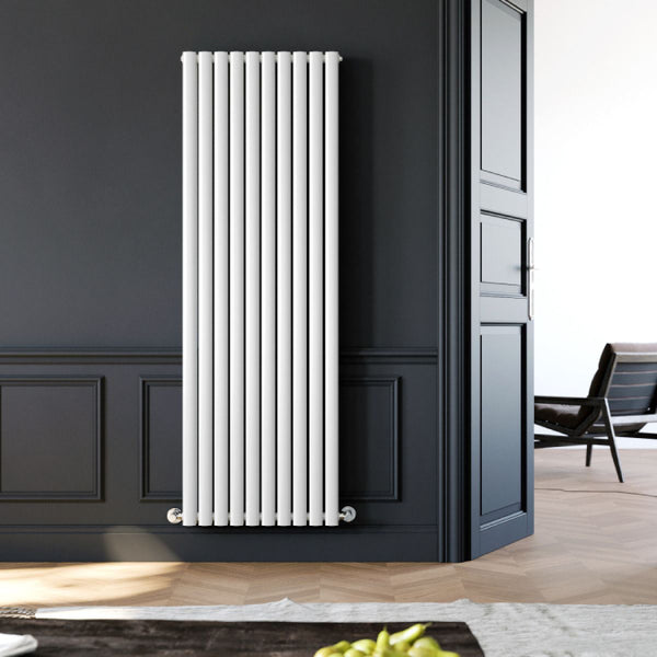 Double vertical oval panel radiator - White